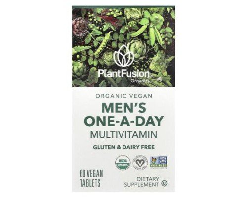PlantFusion, Organic Vegan Men's One-a-Day Multivitamin, 60 Vegan Tablets