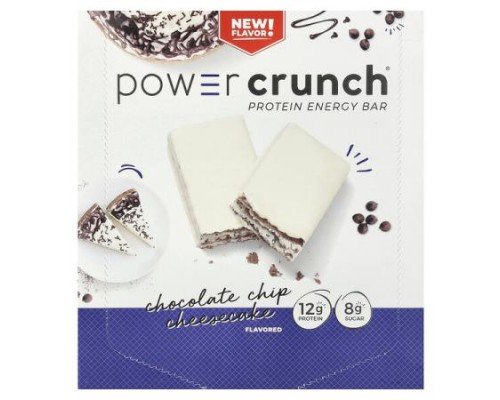 BNRG, Power Crunch Protein Energy Bar, Chocolate Chip Cheesecake, 12 Bars, 1.4 oz (40 g)