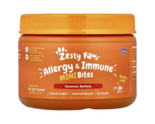 Zesty Paws, Allergy & Immune Mini Bites, For Dogs, Lamb, 90 Soft Chews, 5.5 oz (157 g)
