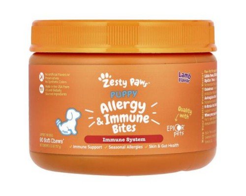 Zesty Paws, Puppy Allergy & Immune Bites, For Dogs, Puppy, Lamb, 90 Soft Chews, 5.5 oz (157 g) (Discontinued Item)