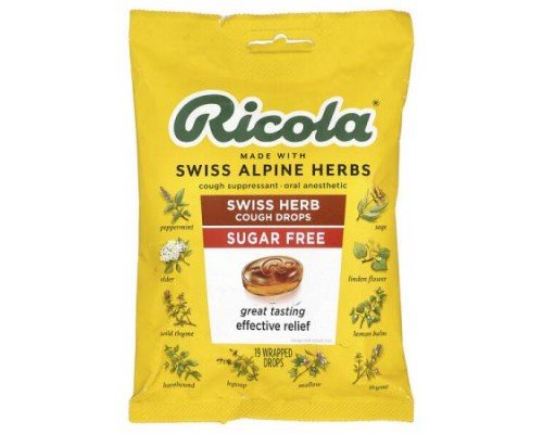 Ricola, Swiss Herb Cough Drops, Sugar Free, 19 Wrapped Drops