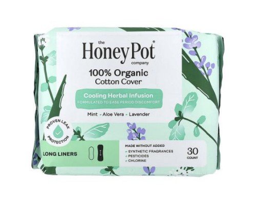 The Honey Pot Company, 100% Organic Cotton Cover Long Liners, 30 Count