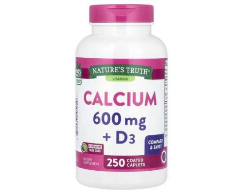 Nature's Truth, Calcium + D3, 250 Coated Caplets
