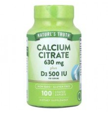 Nature's Truth, Calcium Citrate Plus D3, 100 Coated Caplets