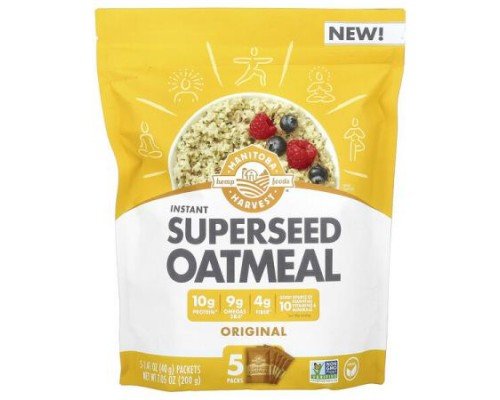 Manitoba Harvest, Instant Superseed Oatmeal, Original, 5 Packets, 1.41 oz (40 g) Each
