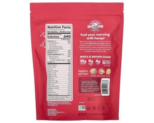 Manitoba Harvest, Instant Superseed Oatmeal, Maple & Brown Sugar, 5 Packets, 1.8 oz (51 g) Each