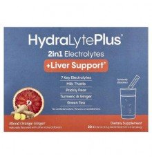 Hydralyte, HydraLyte Plus® +Liver Support, Blood Orange Ginger, 20 Packets, 0.32 oz (9.2 g) Each