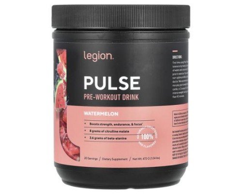 Legion Athletics, Pulse, Pre-Workout Drink, Watermelon, 1.04 lbs (472 g)