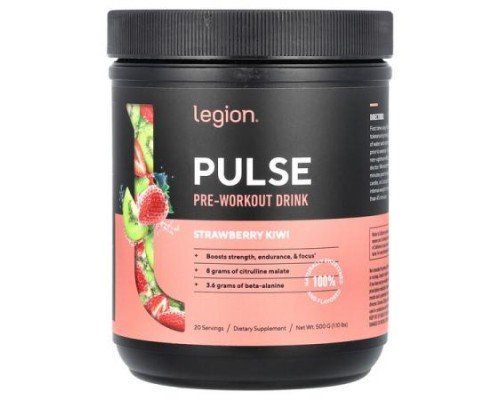 Legion Athletics, Pulse, Pre-Workout Drink, Strawberry Kiwi, 1.1 lbs (500 g)