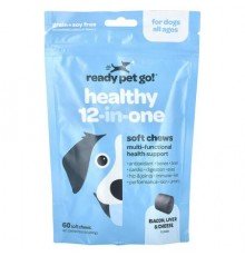 Ready Pet Go, Healthy 12-In-One, For Dogs, All Ages, Bacon, Liver & Cheese, 60 Soft Chews, 8.5 oz (240 g)