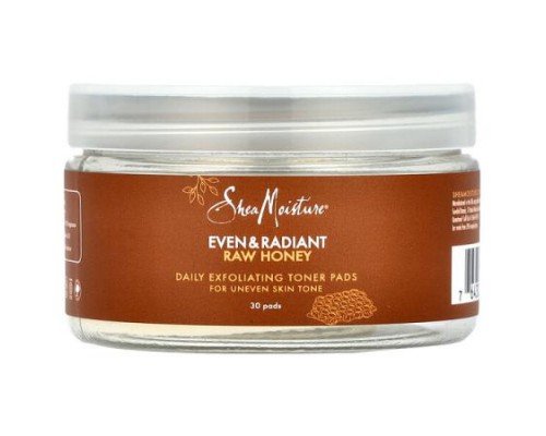 SheaMoisture, Even & Radiant  Raw Honey, Daily Exfoliating Toner Pads, 30 Pads