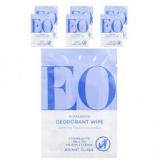 EO Products, Refreshing Deodorant Wipes, Calming French Lavender, 6 Single Towelettes