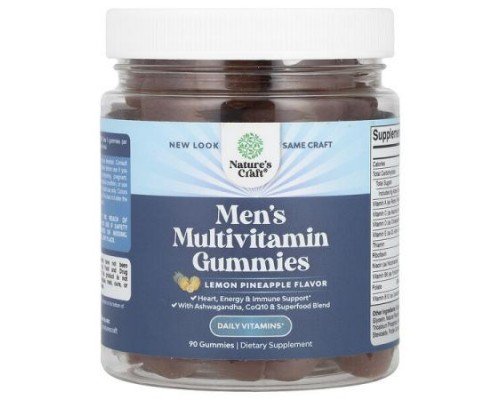Nature's Craft, Men's Multivitamin Gummies, Lemon Pineapple, 90 Gummies