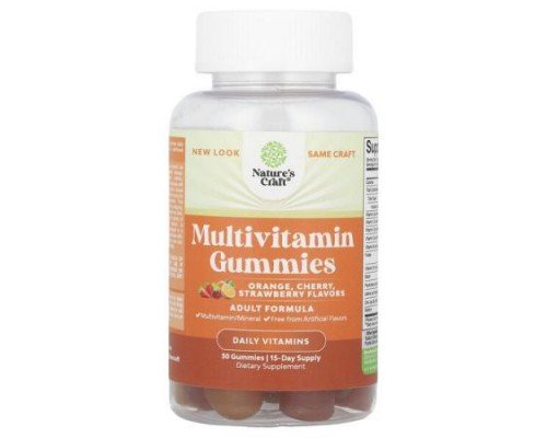 Nature's Craft, Multivitamin Gummies, Orange, Cherry, Strawberry, 30 Gummies