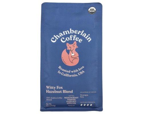 Chamberlain Coffee, Witty Fox Hazelnut Blend, Ground, Medium Roast, 12 oz (340 g)