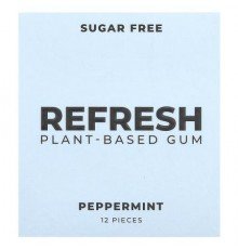 Refresh Gum, Plant-Based Gum, Peppermint, 12 Pieces