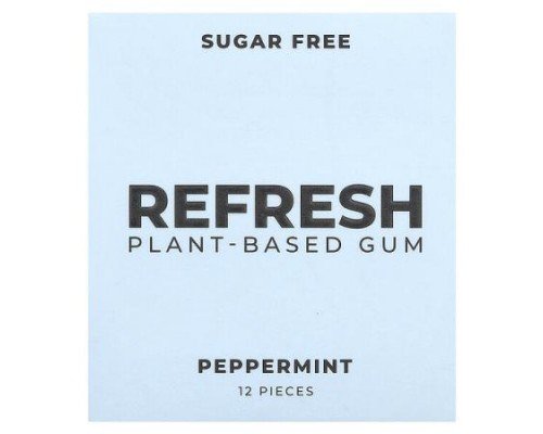 Refresh Gum, Plant-Based Gum, Peppermint, 12 Pieces
