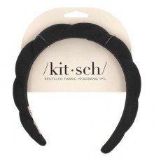 Kitsch, Recycled Fabric Puffy Headband, Black, 1 Headband
