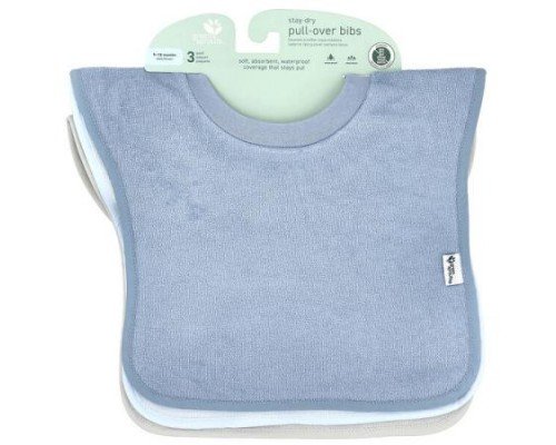 Green Sprouts, Stay-Dry Pull-Over Bibs, 9-18 Months, Multicolor, 3 Pack