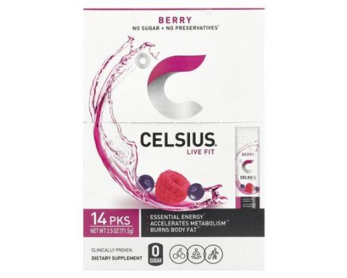 Celsius, Live Fit, Berry, 14 On-The-Go Packets, 0.18 oz (5.11 g) Each