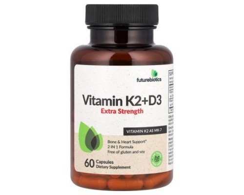 Futurebiotics, Vitamin K2 + D3, Extra Strength, 60 Capsules