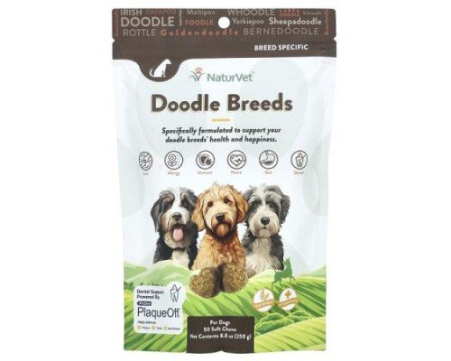 NaturVet, Doodle Breeds, For Dogs, Hickory Smoked Bacon, 50 Soft Chews, 8.8 oz (250 g)