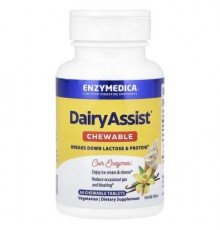 Enzymedica, DairyAssist® Chewable, Vanilla, 60 Chewable Tablets