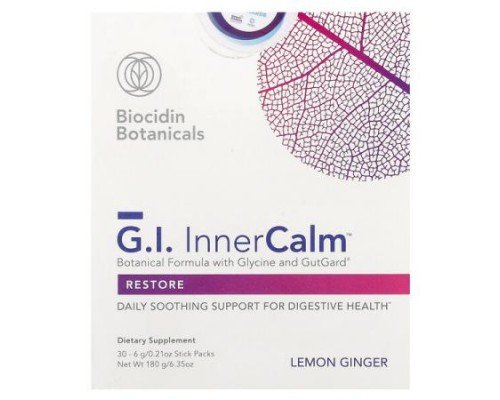 Biocidin Botanicals, G.I. Inner Calm™, Lemon Ginger, 30 Sitck Packs, 0.21 oz (6 g) Each