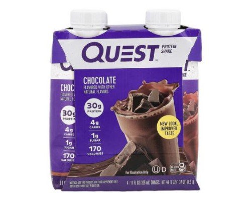 Quest Nutrition, Protein Shake, Chocolate, 4 Shakes, 11 fl oz (325 ml) Each