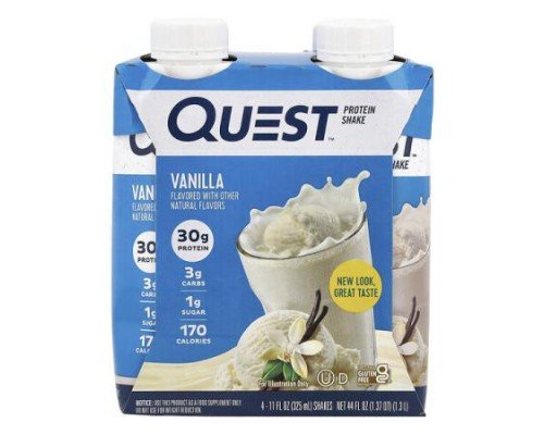 Quest Nutrition, Protein Shake, Vanilla, 4 Shakes, 11 fl oz (325 ml) Each