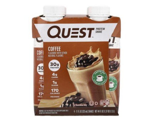 Quest Nutrition, Protein Shake, Coffee, 4 Shakes, 11 fl oz (325 ml) Each