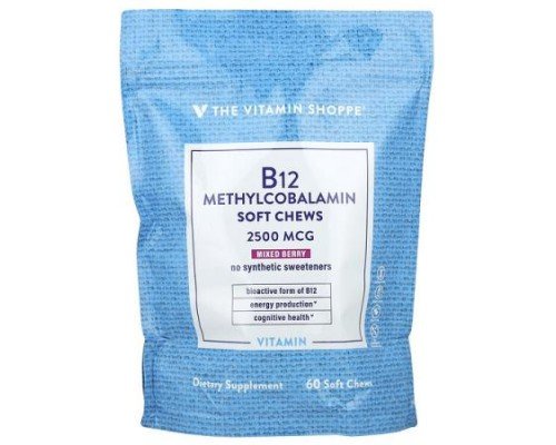 The Vitamin Shoppe, Vitamin B12, Methylcobalamin, Mixed Berry, 2,500 mcg, 60 Soft Chews (Discontinued Item)