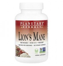 Planetary Herbals, Lion's Mane, 60 Vegan Capsules (500 mg per Capsule)