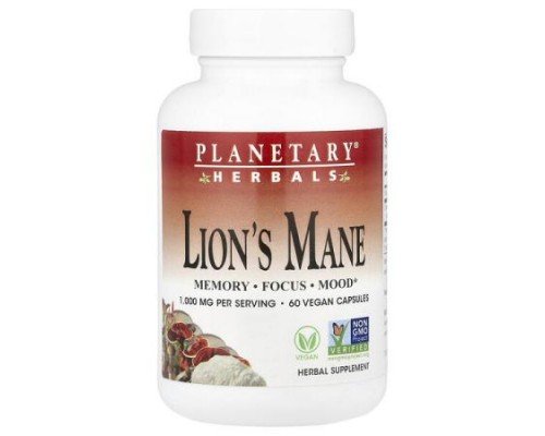 Planetary Herbals, Lion's Mane, 60 Vegan Capsules (500 mg per Capsule)