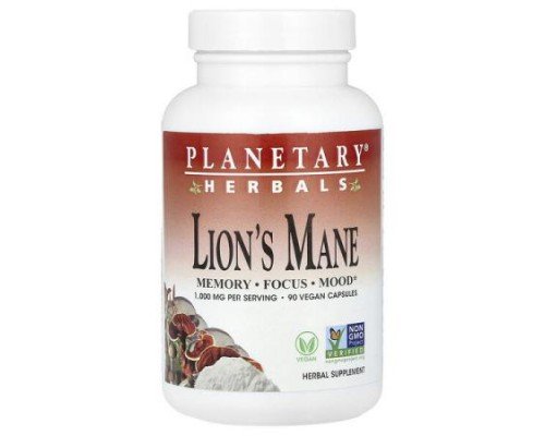 Planetary Herbals, Lion's Mane, 90 Vegan Capsules (500 mg per Capsule)