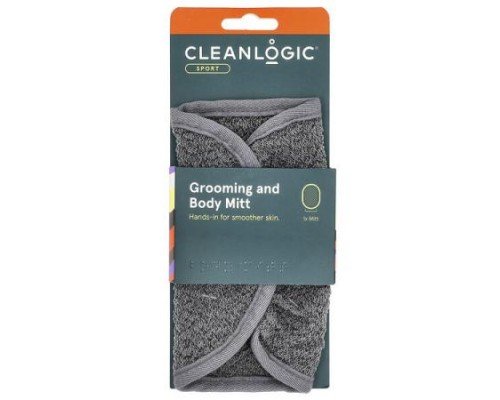 CleanLogic, Sport, Grooming and Body Mitt, Gray, 1 Count