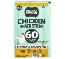 Mighty Spark, Chicken Snack Sticks, Honey & Jalapeno, 4 Sticks
