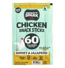 Mighty Spark, Chicken Snack Sticks, Honey & Jalapeno, 4 Sticks