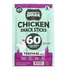 Mighty Spark, Chicken Snack Sticks, Teriyaki Style, 4 Sticks