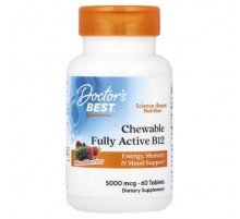 Doctor's Best, Chewable Fully Active B12, Mixed Berries , 5,000 mcg, 60 Tablets