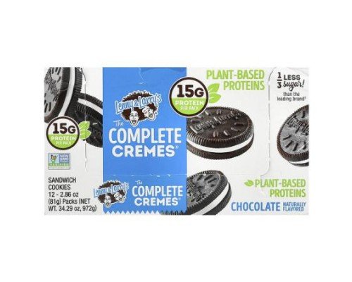 Lenny & Larry's, The Complete Cremes®, Sandwhich Cookies, Chocolate, 12 Packs, 2.86 oz (81 g) Each