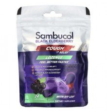 Sambucol, Black Elderberry, Cough Relief Lozenge With Ivy Leaf, Berry Eucalyptus, 24 Hard Lozenges (Discontinued Item)