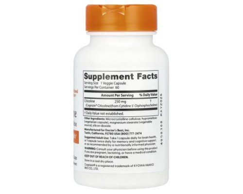 Doctor's Best, Citicoline, 250 mg, 60 Veggie Caps