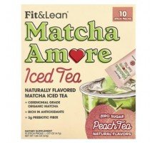 Fit & Lean, Matcha Amore Iced Tea, Peach Tea, 10 Stick Packs, 0.17 oz (4.7 g) Each