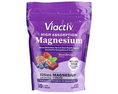 Viactiv, High Absorption Magnesium, Mixed Berries, 125 mg, 30 Soft Chews (Discontinued Item)