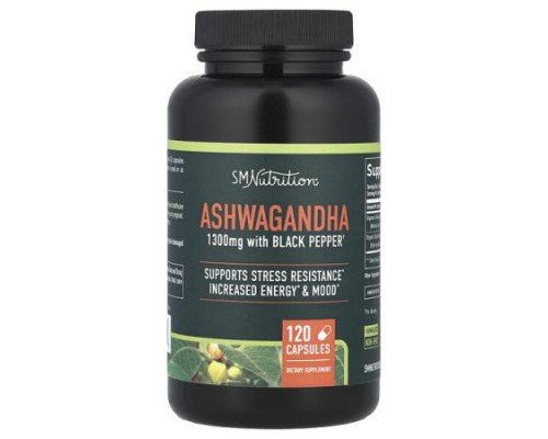 SMNutrition, Ashwagandha With Black Pepper, 120 Capsules