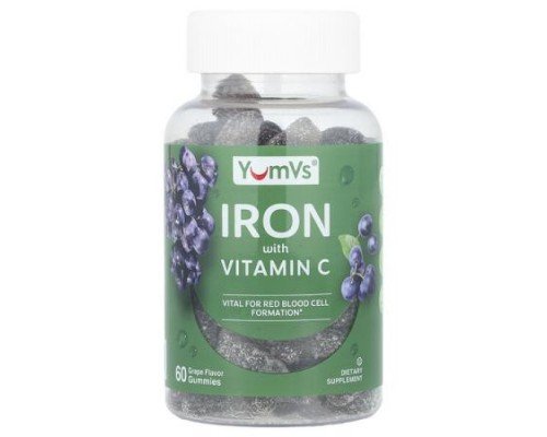 YumVs, Iron with Vitamin C Gummies, Grape, 60 Gummies