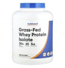 Nutricost, Grass-Fed Whey Protein Isolate, Unflavored, 5 lb (2,268 g)