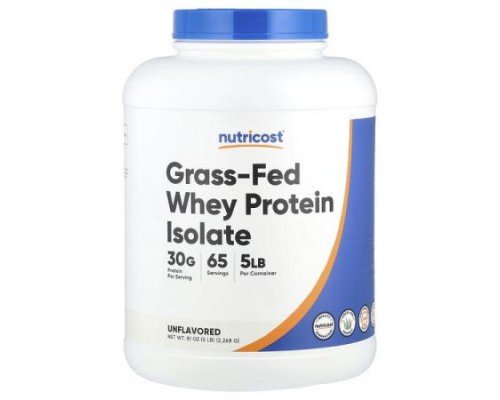 Nutricost, Grass-Fed Whey Protein Isolate, Unflavored, 5 lb (2,268 g)