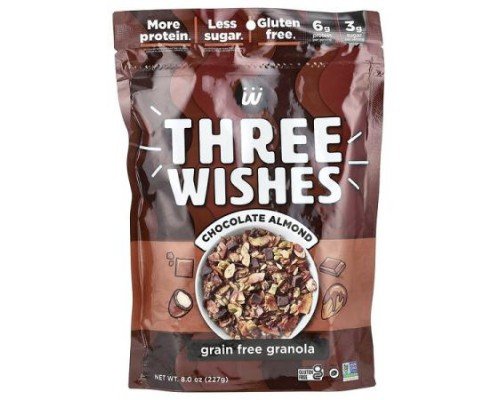 Three Wishes, Grain Free Granola, Chocolate Almond, 8 oz ( 227 g)
